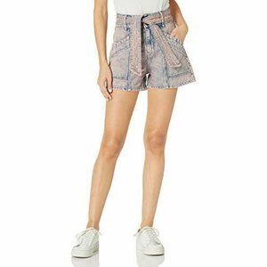 Joie Women's Belted Cotton Tie Waist Denim Shorts